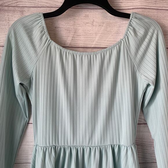 Light Blue Striped Dress with Lace Trim Coquette Ballet Skirt Size Small - Picture 7 of 13